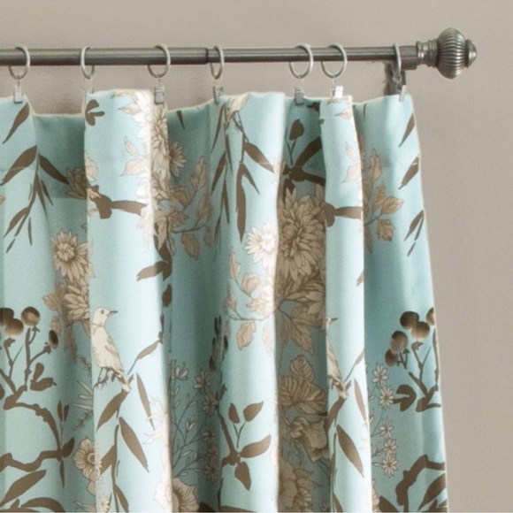 -Pair of 2 Lush Decor Aqua Botanical Curtains, 54”x84” each panel - Picture 5 of 7